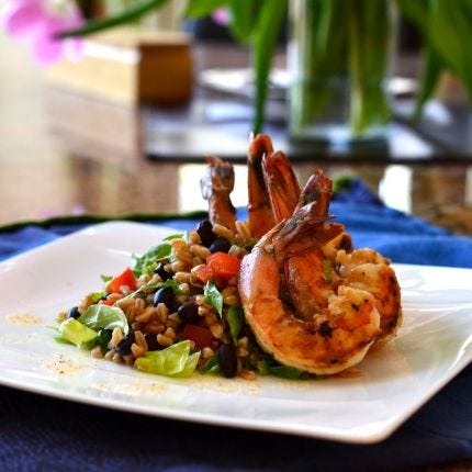 Mexican Rice Salad with Adobo Shrimp