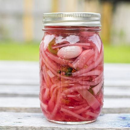 Pickled Ginger Red Onions & Jalapeños