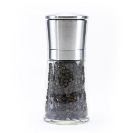 Glass Pepper Mill with Steel Lid